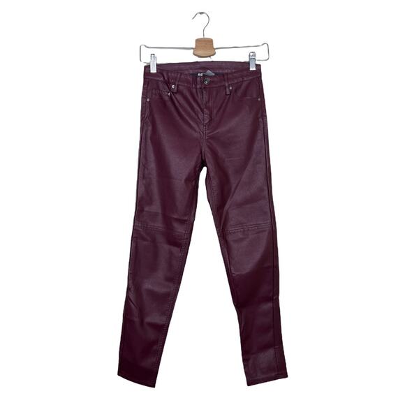 H&M Faux Leather Pants Skinny Fit in Burgundy Size 2 - Picture 2 of 12